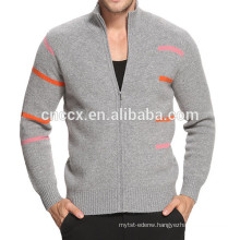 15ASW1054 Mens latest design zipped cardigan 100%cashmere sweater